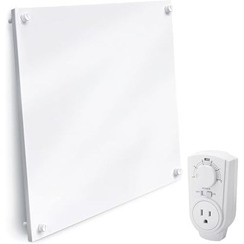 EconoHome Wall Heater Panel with Thermostat - Electric Wall Mounted Heater for Indoor Use - 400Watt Convection Heater - Perfect for Rooms Up to 120 Sq Ft - 120V - Updated Model