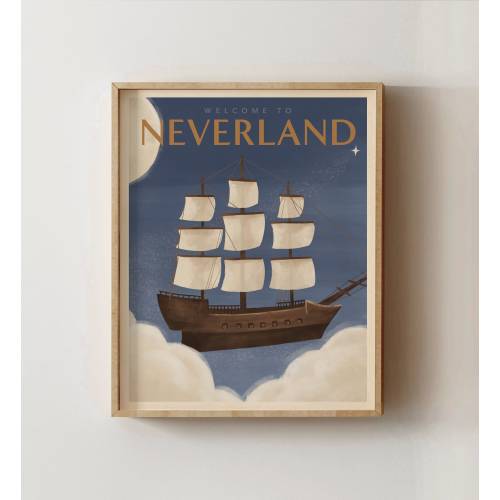 Neverland Nursery Decor, Peter Pan Print, Printable Wall Art, Kids Room Decor, DIGITAL DOWNLOAD