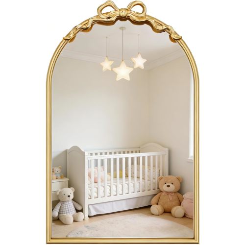 Amazon.com: PERHOM Gold Bow Mirror for Wall Decor, 16"x25" Arched Bow Mirror for Nursery,Antique Baroque Bow Decor for Home Dressing Table Entryway Bathroom Hallway Living Room