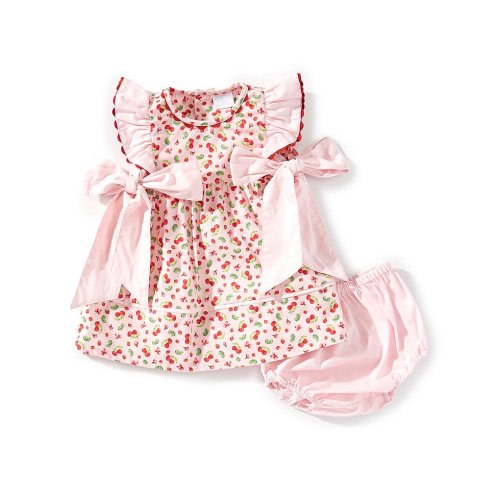 Edgehill Collection Baby Girls 3-24 Months Sleeveless Cherry Print Side Bow Dress