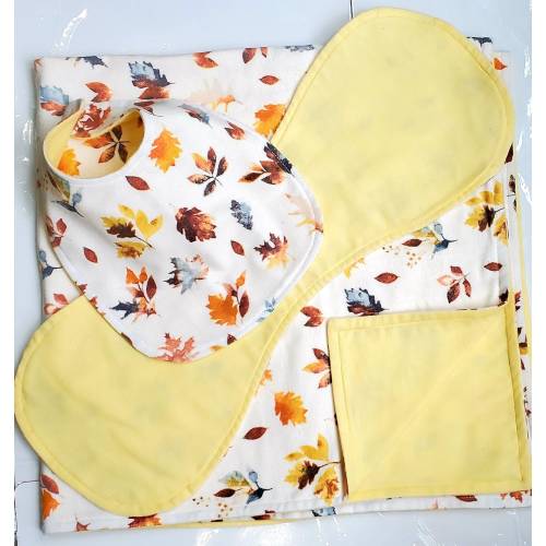 Thanksgiving Baby Gift 100% Cotton 3 piece | Baby Welcome Gift | Baby Gift | 2 sided halloween Blanket, Bib and Burp Cloth | Made is USA