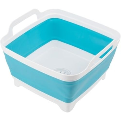 Collapsible Wash Basin - 9L Portable Sink with Drain - Plastic Tub Dish Pan for Camping, Handwashing Laundry by Wakeman Outdoors