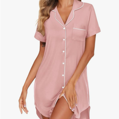 Ekouaer Womens Cotton Nightgowns Button Down Sleep Shirts Soft Night Shirts Night Dress
