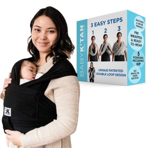 Baby K'tan Pre-Wrapped Ready To Wear Baby Carrier, Color: Black, Size: medium