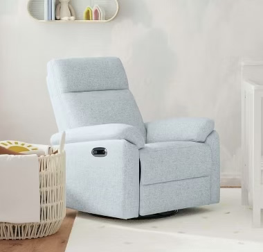 DaVinci Suzy Power Swivel Glider and Recliner with USB - HEATHERED BLUE