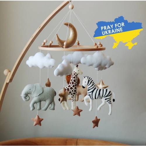 Baby Mobile Neutral Animals Africa Nursery Mobile Felt Africa - Etsy