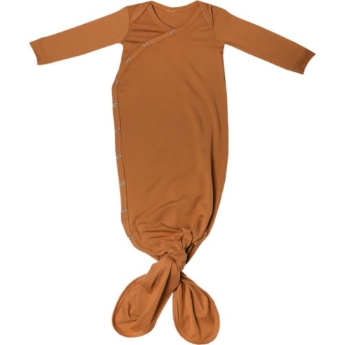 Copper Pearl Newborn Knotted Gown, Camel