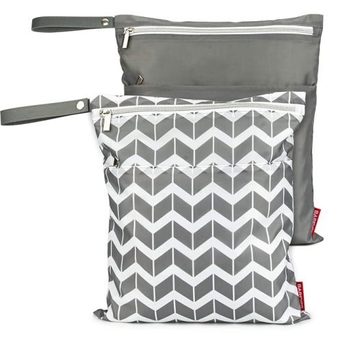 2Pcs Wet Dry Bags for Baby Cloth Diapers Waterproof Washable Reusable with Two Zipper Pockets for Dirty Gym Clothes, Travel, Beach Pool Daycare Soiled baby Accessories