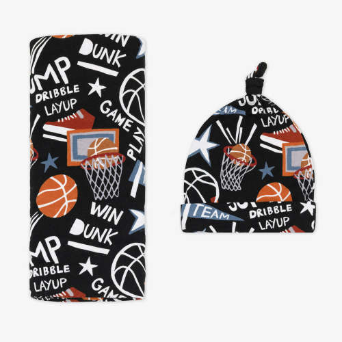 Black Slam Dunk Swaddle & Hat Set – Little Sleepies