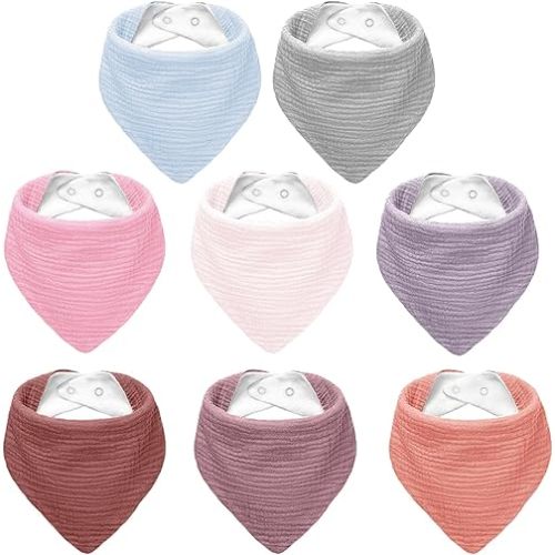 Muslin Baby Bibs,Soft Triangular Baby Bandana Drool Bibs for Baby Boy Girl,Solid Colors Bib for Drooling Teething