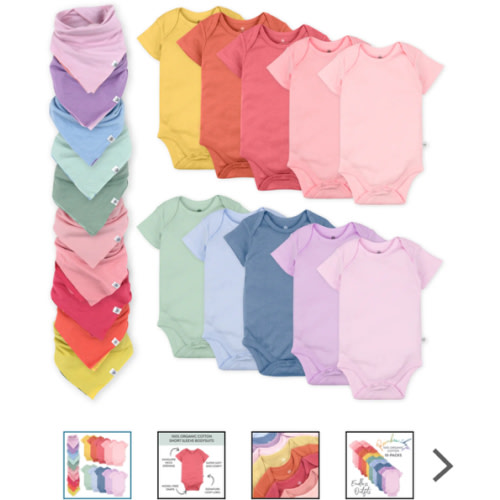 20-Pack Organic Cotton Short Sleeve Bodysuit & Bandana Bib Burp Cloth | Honest Baby Clothing