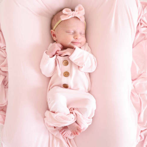 Solid Blush Bamboo Baby Knot Gown & Hat