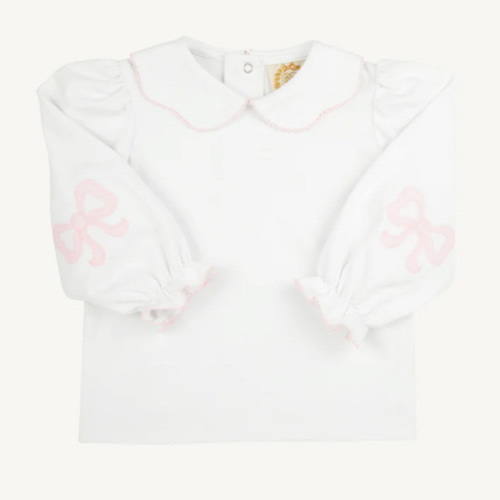 Emma's Elbow Patch Top & Onesie - Worth Avenue White with Palm Beach P