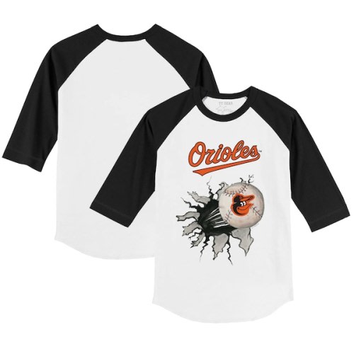 Baltimore Orioles Tiny Turnip Infant Baseball Tear Raglan 3/4 Sleeve T-Shirt - White/Black