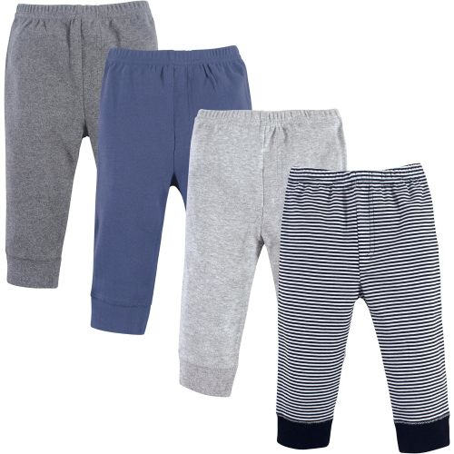 Luvable Friends Baby Boys' Cotton Pants - 9-12 Months - Black Stripe 4-pack