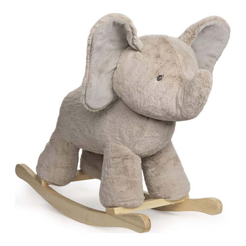 GUND 23 Inch Baby Elephant Plush Stuffed Animal Rocker w/ Wooden Base, Gray