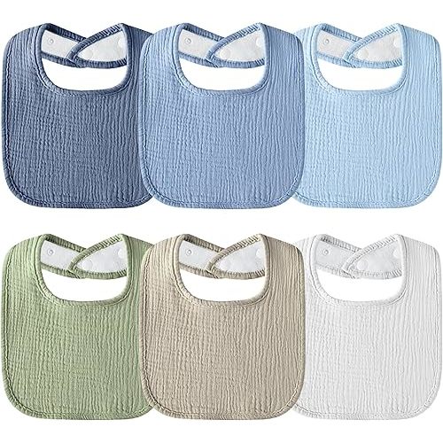 Muslin Baby Bibs 6-Pack Baby Drool Bandana Bibs for Baby Girls Boys Infant Newborn Toddler Drooling and Teething