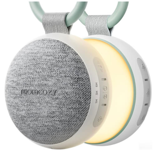 Momcozy Portable Sound Machine with Night Light, White Noise Sound Machine for Baby, 20 Soothing Sounds, Sound Therapy, Long-Lasting Power, Timer, Clips on Stroller, Baby Shower Gifts