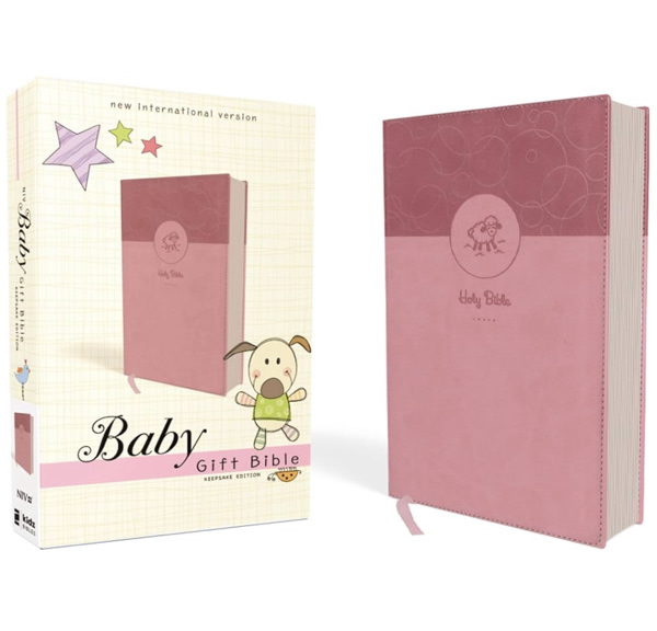 NIV Leathersoft Baby Gift Bible, Pink, Red Letter, Comfort Print: Keepsake Edition