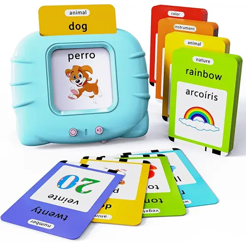 Lapare Spanish and English Bilingual Audible Flash Cards Toy with Music, Learn Spanish and English for Kids, Niñas, Niños, Bebes