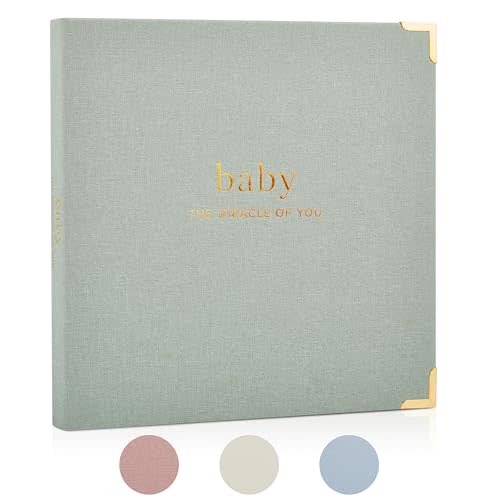 Keepsake Baby Memory Book for Boys and Girls – Timeless First 5 Year Baby Book – Gender Neutral Sage Baby Journal Scrapbook or Photo Album - A Milestone Book to Record Every Event from Birth to Age 5