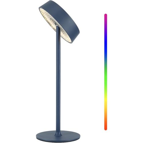 Cordless Lamp, Rechargeable Table Lamp, Battery Operated, RGB Dimmable Touch Control, 3 Color Temperatures, LED Memory Function, Portable Outdoor Waterproof, Restaurant Dining Patio Kitchen, Blue 1Pc