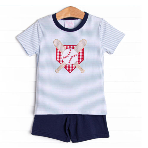 Big League Applique Short Set, Blue – Stitchy Fish