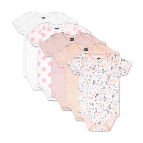 PS by the Peanutshell™ Newborn 5-Pack Flowers and Stars Short Sleeve Bodysuits