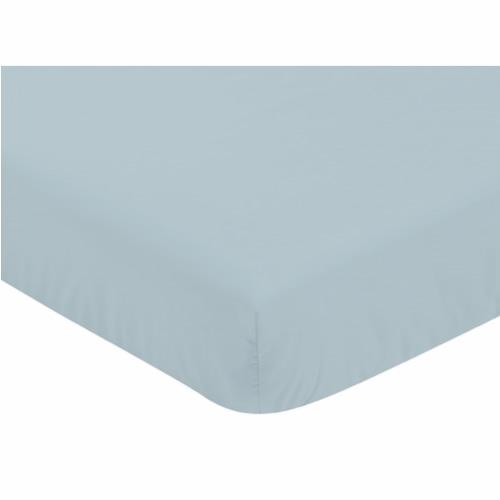 Construction Truck Collection Crib Sheet - Solid Blue