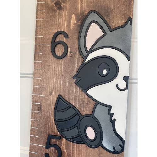 Growth Chart - Woodland Animals - Raccoon- Deer - Fox - Ruler - Nursery Decor