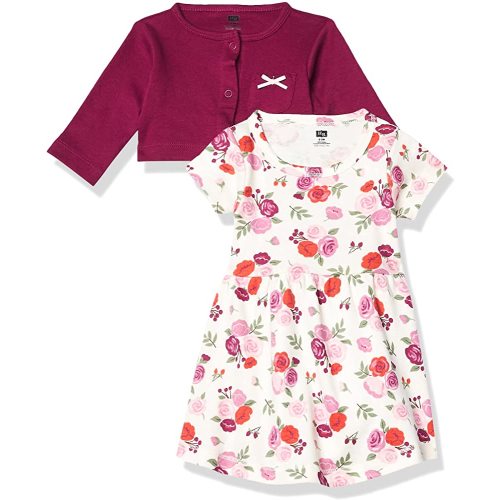 Hudson Baby Girls' Cotton Dress and Cardigan Set