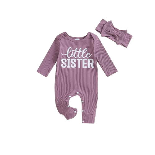Suealasg Newborn Baby Girls Autumn Outfit 3 6 12 18 Months Infant Girl Long Sleeve Letter Print Romper Bodysuits +Headband