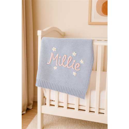 Personalised baby blanket, personalised embroidered knit baby blanket, custom name baby blanket, embroidered baby shower gift, new baby gift