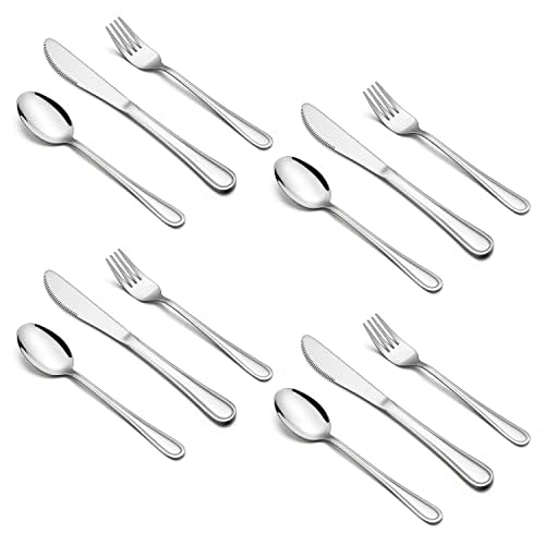HaWare 12-Piece Kids Silverware, Stainless Steel Toddler Utensils Flatware Set, Preschooler Eating Utensils Includes 4 Spoons 4 Forks 4 Knives, Metal Children Cutlery for Home School, Mirror Finished