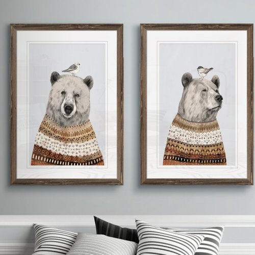 Three Posts™ Baby & Kids Fair Isle Bear I" 2-Piece Painting Print Set of Bears Wearing Cozy Wraps & Reviews | Wayfair
