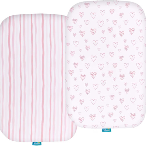 Amazon.com : Bassinet Sheets Compatible with ANGELBLISS Baby Bassinet, Koolerthings (3 in 1) Baby Bassinet, Pamo Babe and Ihoming Bedside Bassinet, 2 Pack, 100% Jersey Cotton, Breathable and Soft, Pink Print : Baby