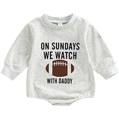 Muasaaluxi Newborn Baby Girl Boy Clothes On Sundays We Watch Football with Daddy/Mommy Sweatshirt Romper Bodysuit Fall Outfit