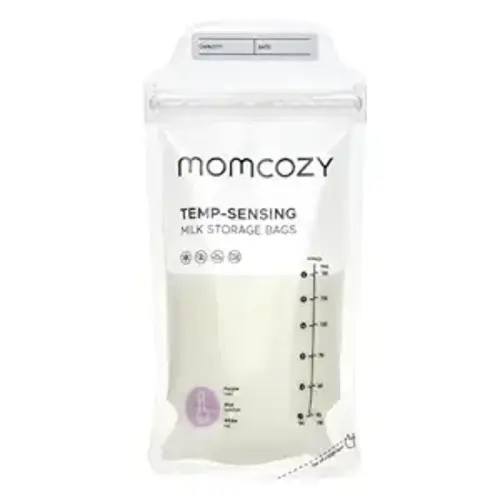 Momcozy Breastmilk Storing Bags, Temp-Sensing Discoloration Breastfeeding Essentials, Disposable Thickened Milk Storage Bag with 6 Ounce Self-Standing, No-Leak Milk Freezer Storage Pouches, 120pcs