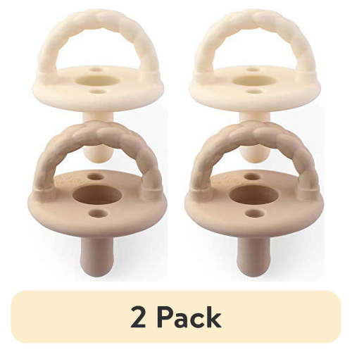 (2 pack) Itzy Ritzy Sweetie Soother Braid Pacifier Set of 2 Toast and Buttercream
