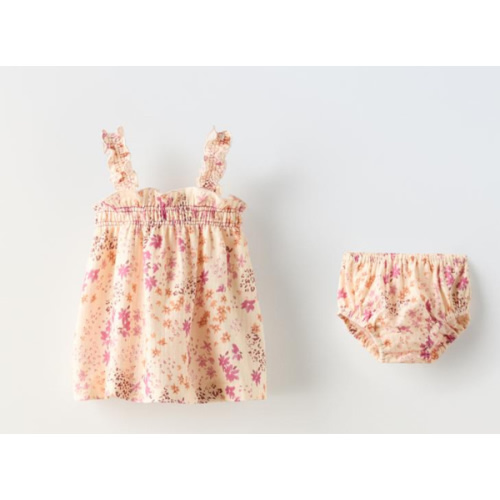 FLORAL DRESS WITH ELASTIC DETAILS - Raspberry | ZARA United States