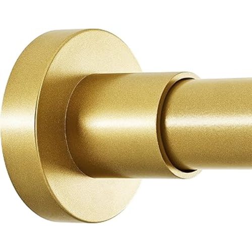BRIOFOX Shower Curtain Rod Adjustable 18-64 Inch, Stainless Steel Spring Tension Shower Rod No Drilling Non Slip, Gold