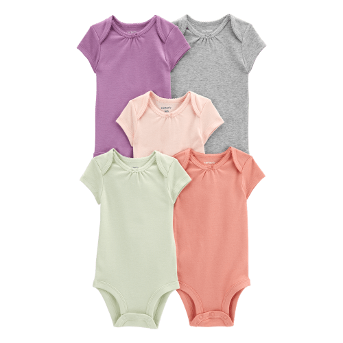 Baby 5-Pack Short-Sleeve Solid Bodysuits - Carter's | Carter's