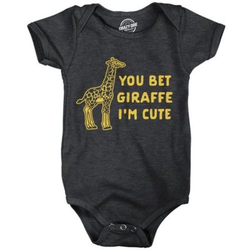 You Bet Giraffe Im Cute Baby Bodysuit Funny Saying Joke Graphic Jumper for Infants - Crazy Dog Baby Bodysuit for Animal Lovers Black 6 Months