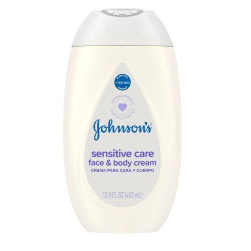 Johnson's Sensitive Care Baby Face & Body Cream For Dry And Sensitive Skin - Lightly Scented - 13.6 Fl Oz