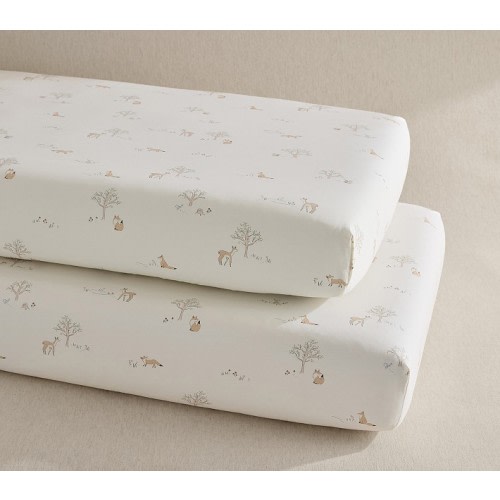 Rylee + Cru Woodland Organic Crib Fitted Sheet