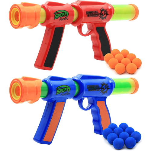 Kiddie Play Toy Foam Blasters & Guns Atomic Power Popper Ball Guns for Kids Air Shooter with Foam Balls Pack of 2 Guns