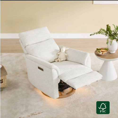 Lulla Power Swivel Nursery Glider Recliner with Power Headrest and Nightlight