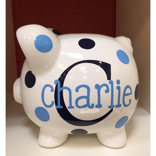 Personalized 9”Large Piggy Bank-Piggy bank for boys-Piggy bank for girls-piggy banks for boys-Charlie font