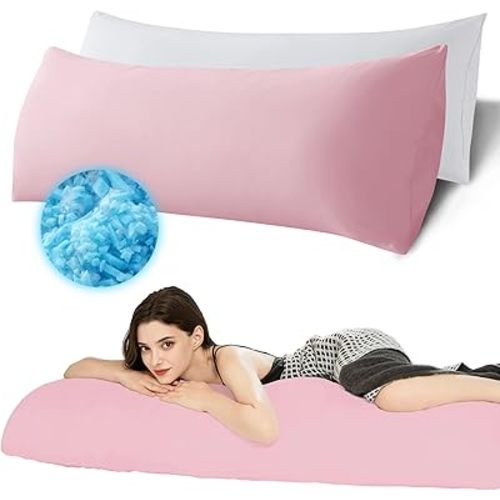 Ubauba Memory Foam Body Pillow with Cover, Full Large Body Pillows Insert for Adults with Envelope Closure Pillowcase, Firm & Fluffy Long Bed Pillows for Sleeping (20x54 inch, Pink)