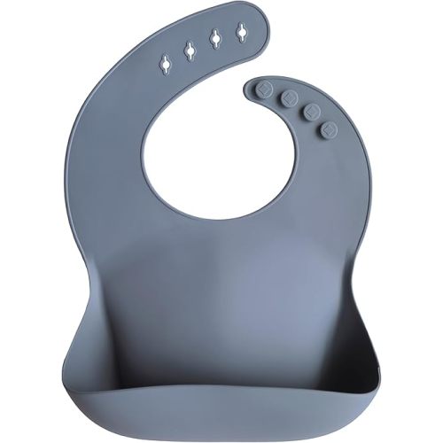 mushie Silicone Baby Bib | Adjustable Fit Waterproof Bibs (Tradewinds)